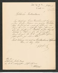 k.k. naturhistorisches Hofmuseum, Intendanzakten 1885-1896 (Hauer), Aktenzahl Z.346/1887, Seite 1